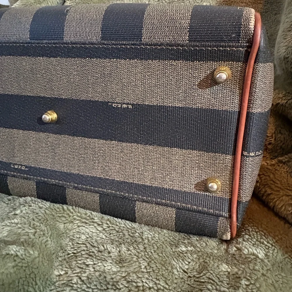 Fendi Brown and Black Striped small Duffel tote - Picture 8 of 11